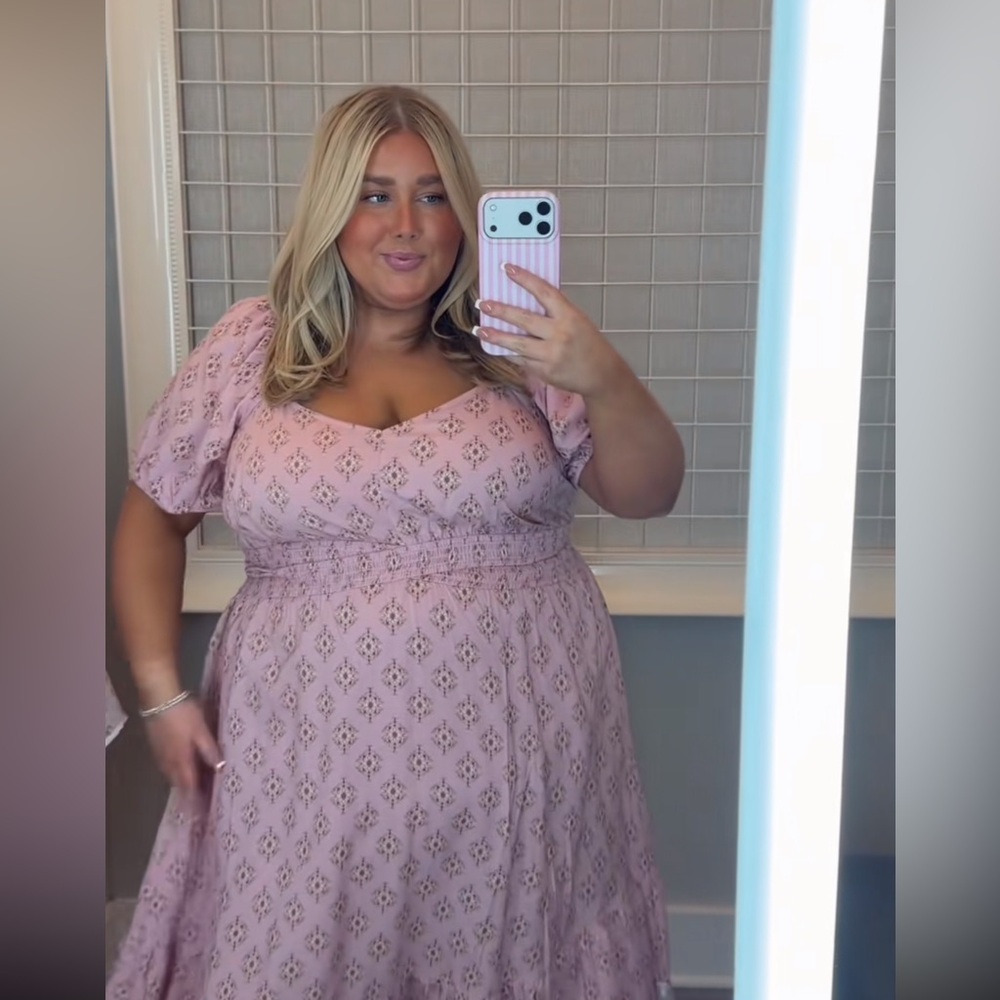 Women’s Pink Eyelet Midi Dress